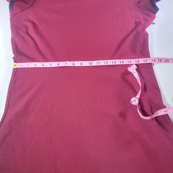 J.Crew Women Maroon Navy Trim  Tipped Ponte A-Line Short Sleeve Dress  Size 14 - Picture 4 of 5
